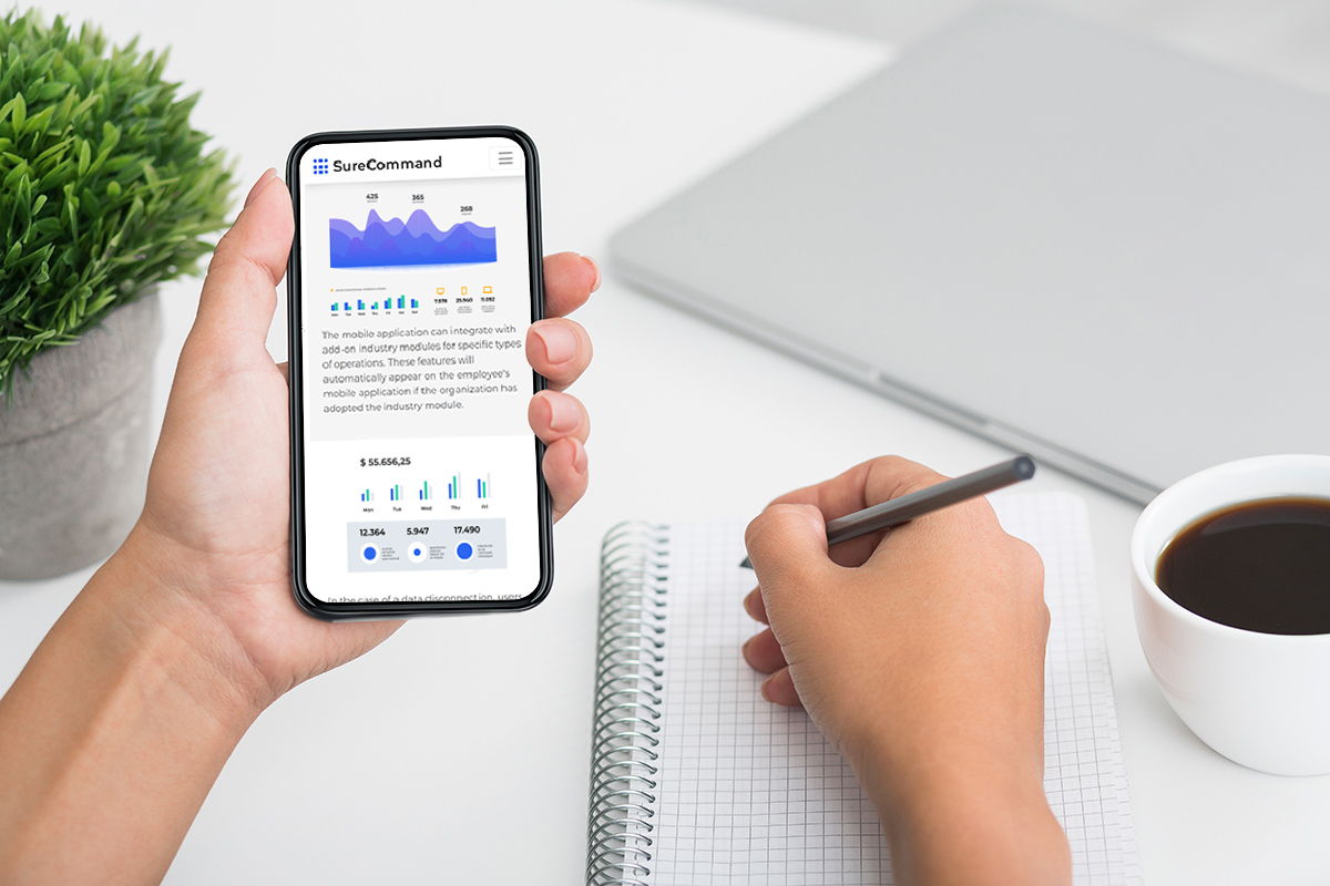 Employee accessing Industry module, add-ons on SureCommand mobile application