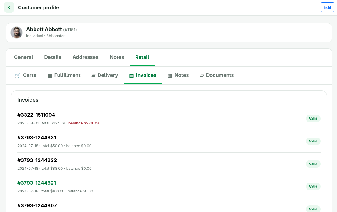 customer-profile-retail-invoices
