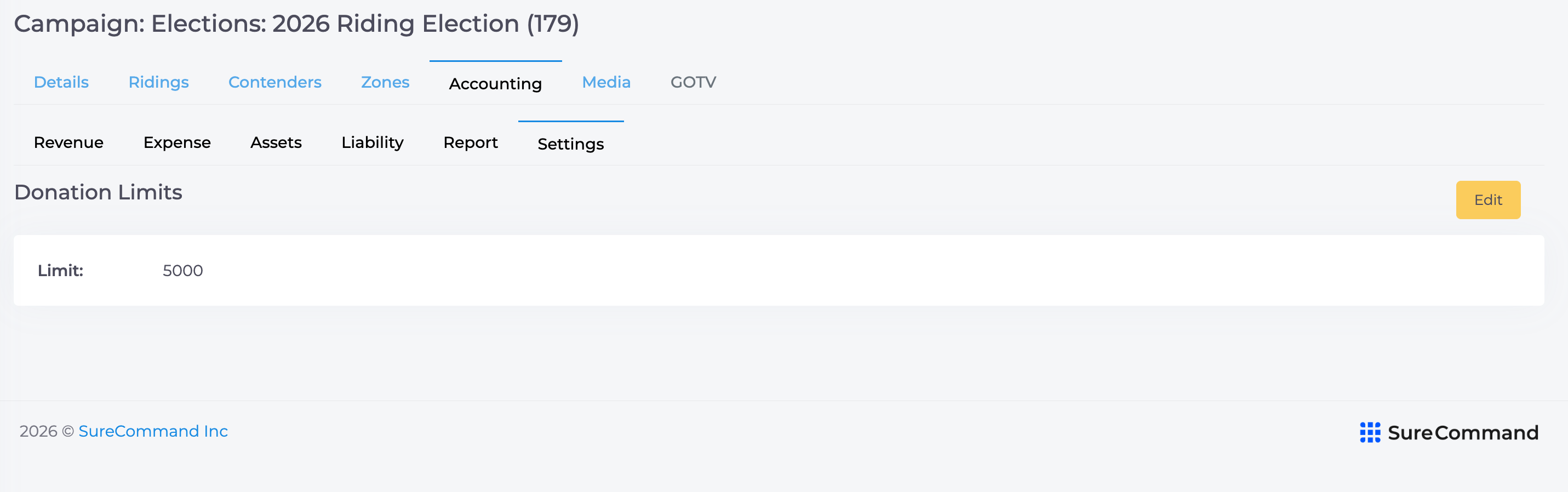 Accounting — Settings