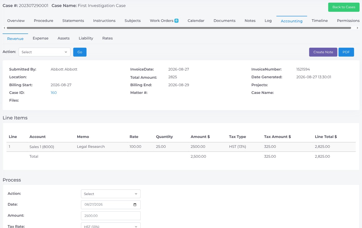 Invoice Detail and Payment