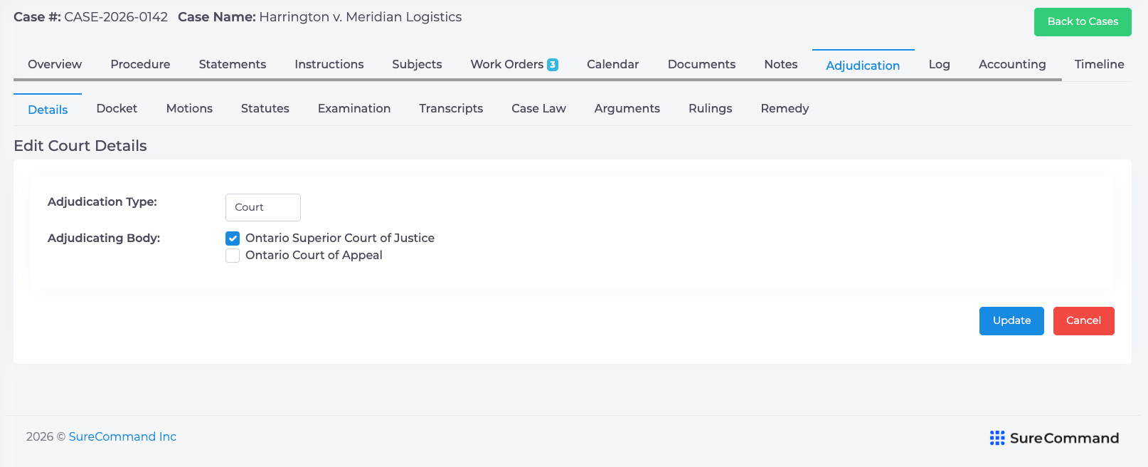 Edit Court Details