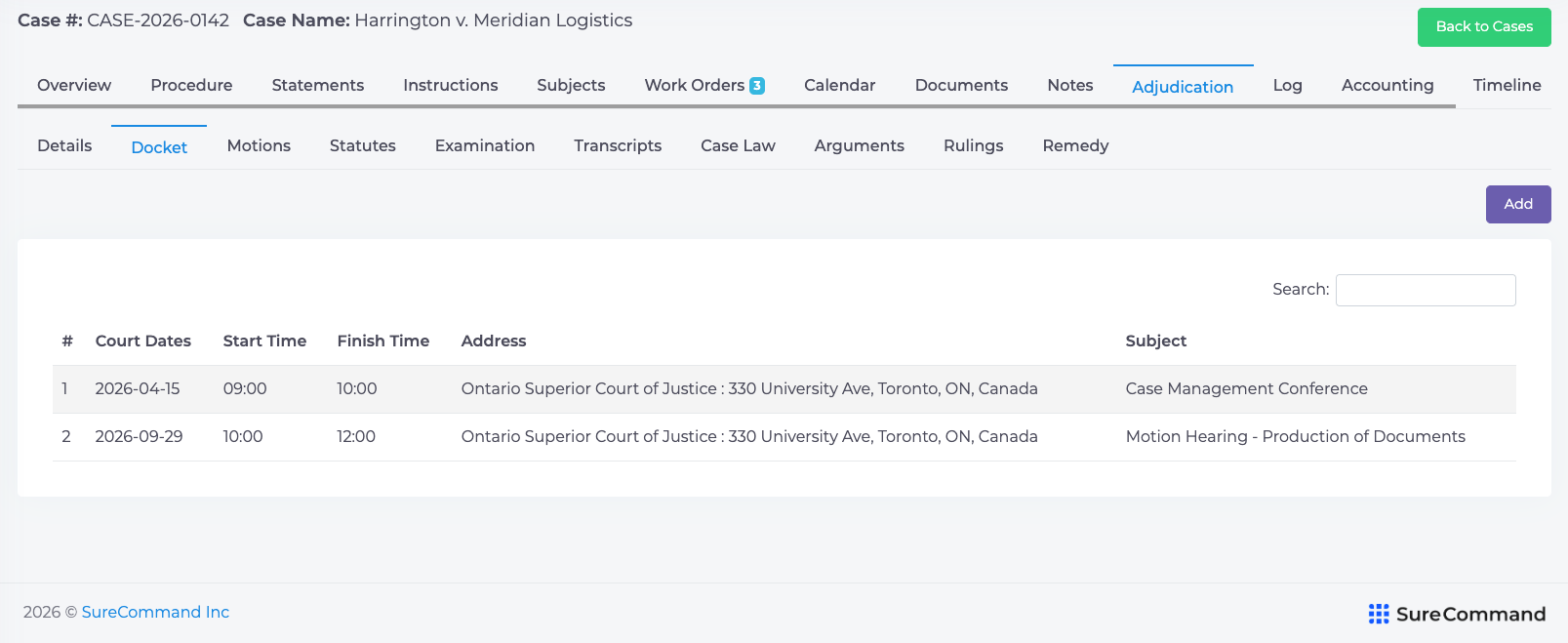Court Docket