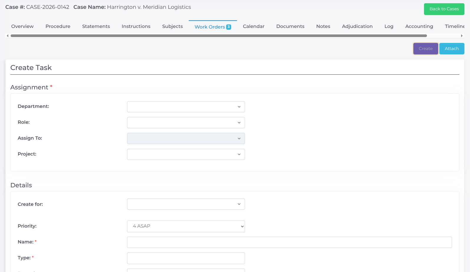 Create a Work Order