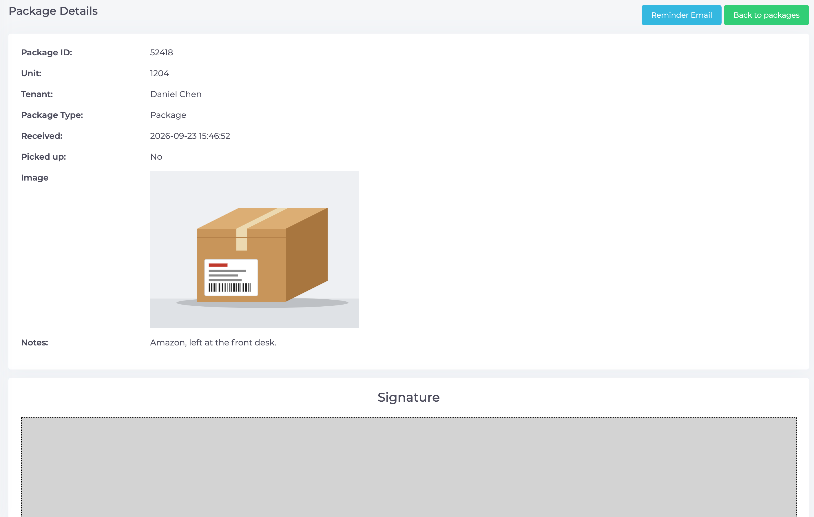 Package Details and Pick-Up