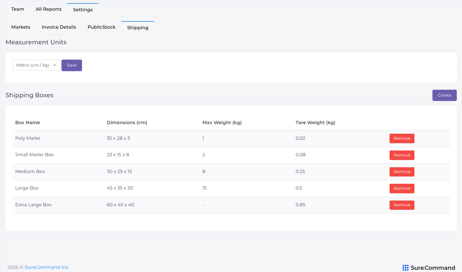 Shipping Settings