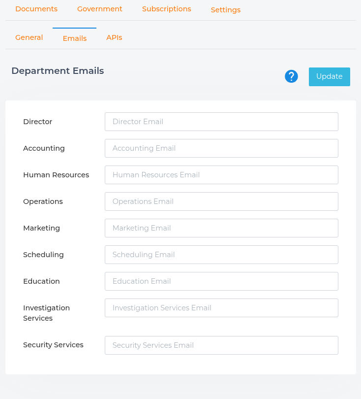 Director configuring option in SureCommand ERP