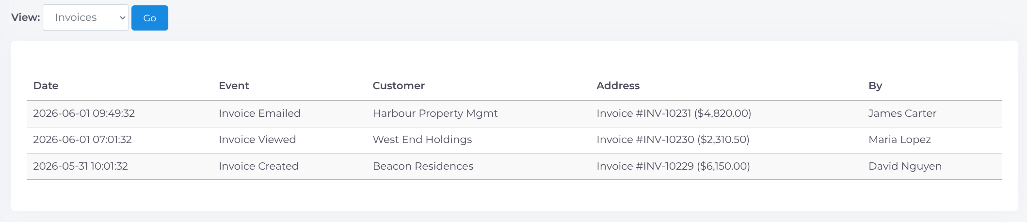 Invoice History