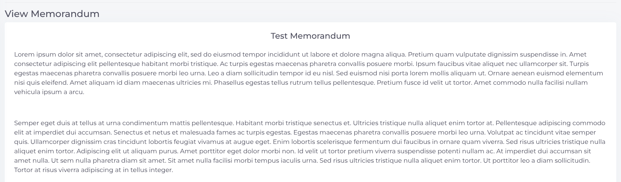 Memorandum Body