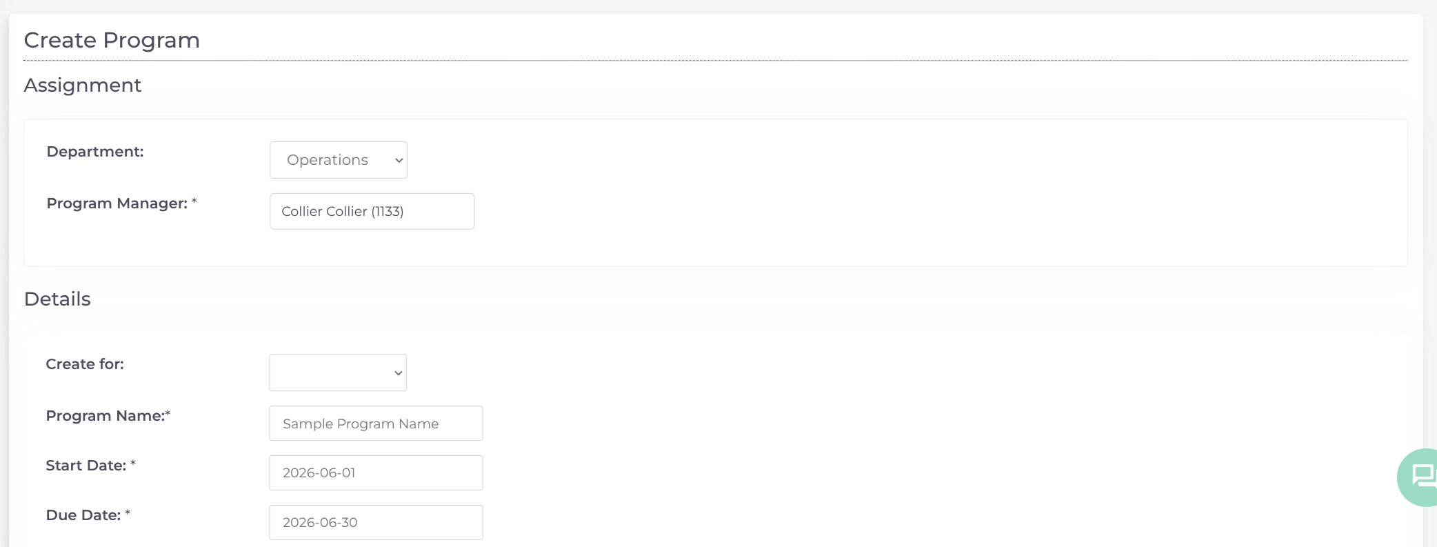 Create Program