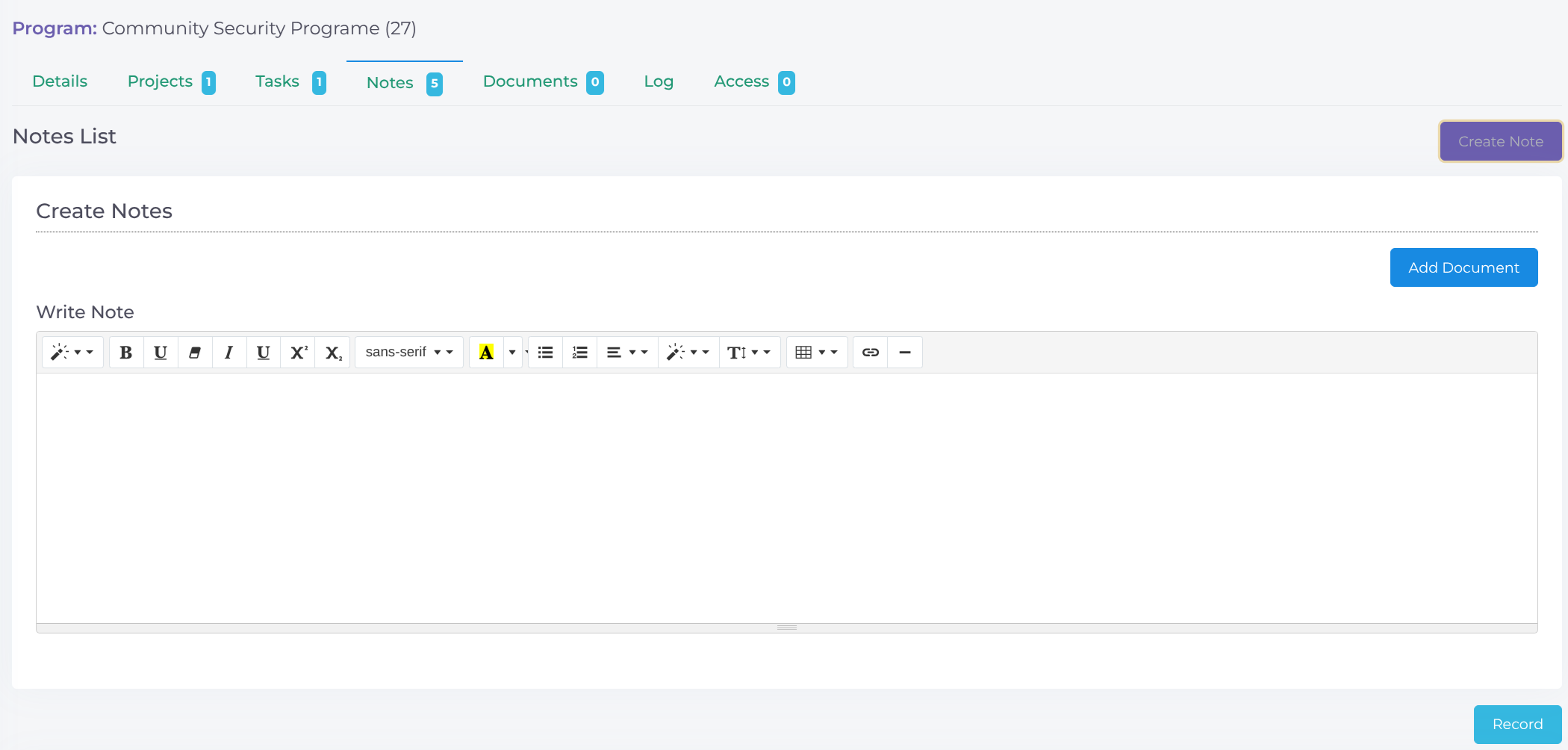 Add Program Note