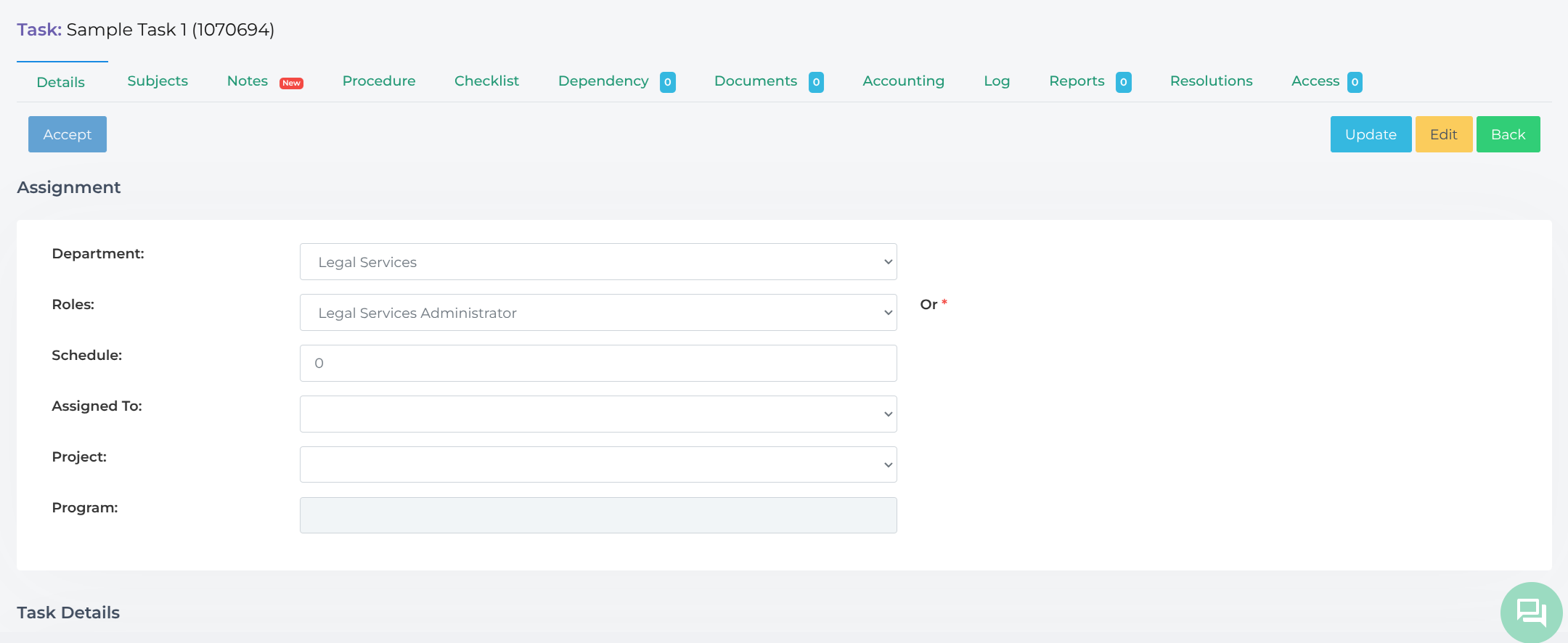 Task Details